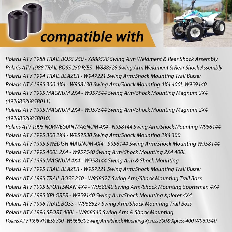 XTPTFABS 7041448 Rear Shock Bushings Compatible With rear shocks' upper and lower eyelets Polaris ATV models from 88-99 (Fits for Polaris Sport 400LTrail Boss 250 Xplorer 300 Xpress 300 Sport 400L Xpress 300) - Image 4